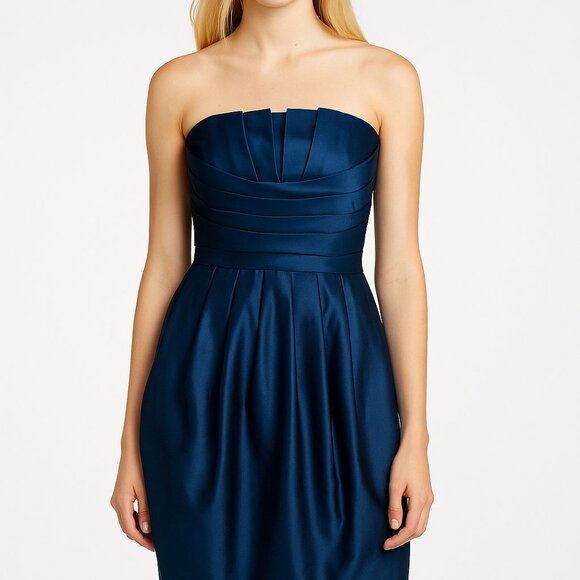 Forever 21 Dark Blue Strapless Short Taffeta Party Dress,Size L - Picture 7 of 7